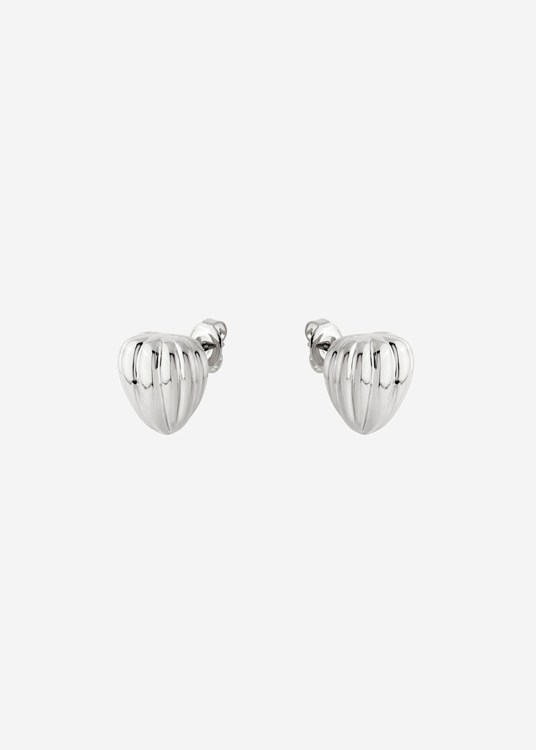 silver-tone small ribbed earrings