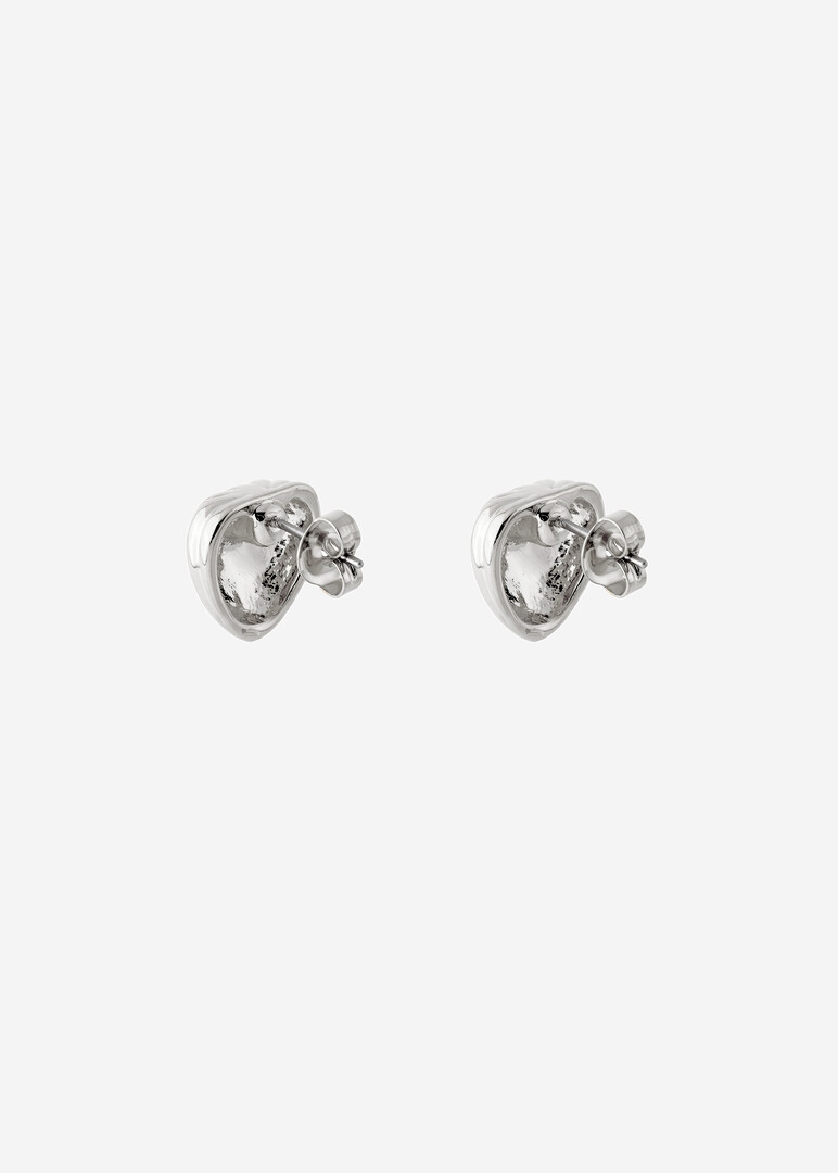 silver-tone small ribbed earrings