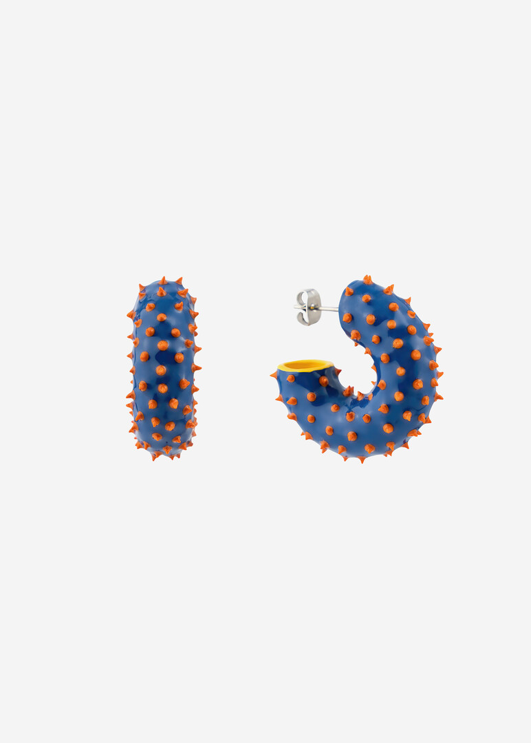 Полукруглые серьги пусеты Spikes синие
