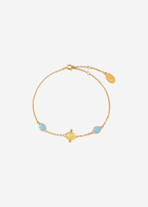 Браслеты-цепи Wisteria Gems Позолоченный браслет из серебра с лабораторными опалами