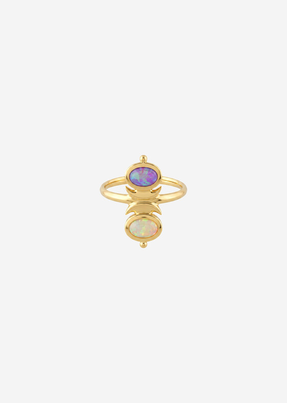 Акцентные кольца Wisteria Gems Позолоченное кольцо из серебра с лабораторными опалами