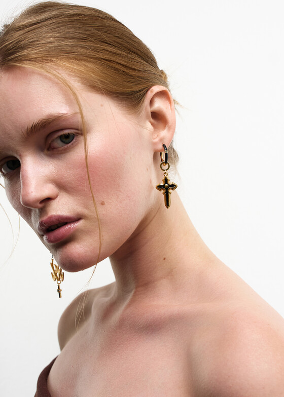 Серьги средней длины INDULGENCE safina concept Позолоченные серьги «Мистический крест»