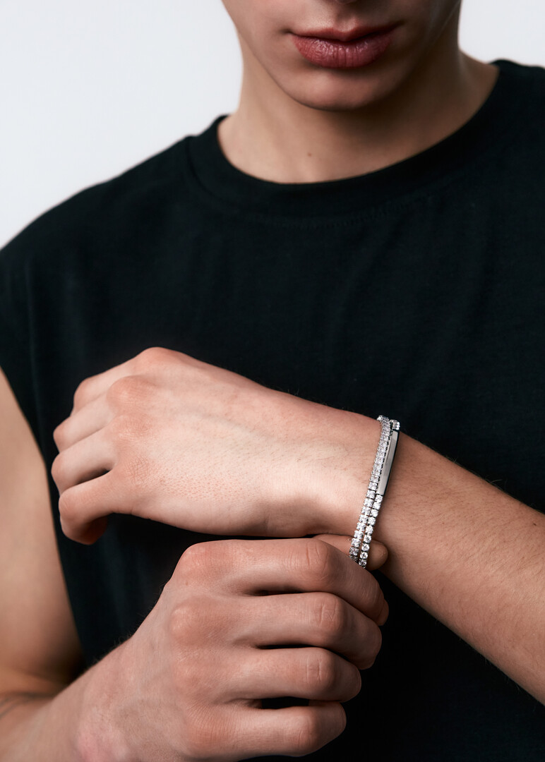 steel bracelet with cubic zirconia AVANTGARDE