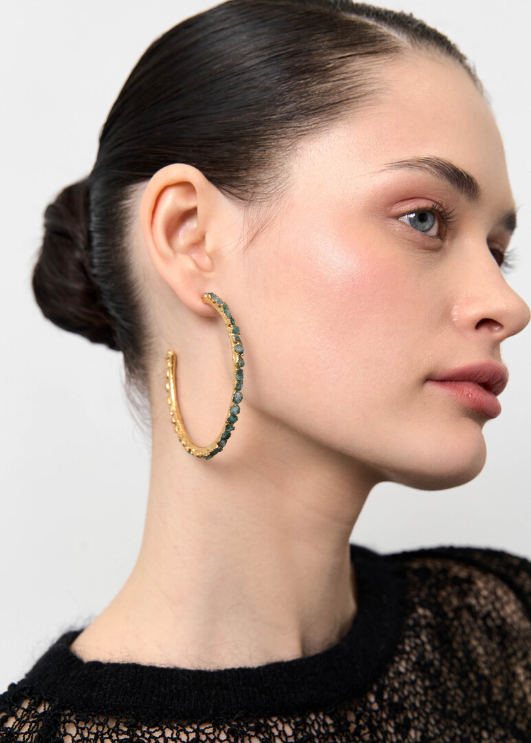 Gold-plated large Electro ring Earrings (6 cm)