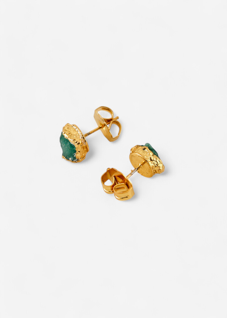 gold-plated emerald stud earring