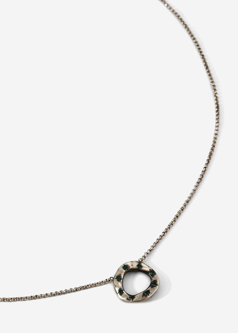 Silver round  necklace