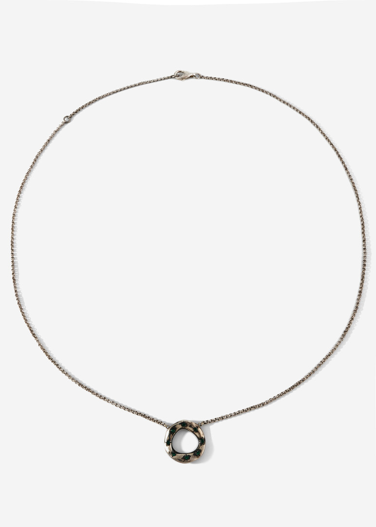 Silver round  necklace