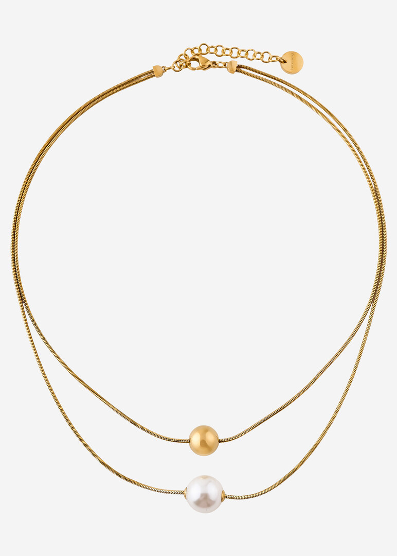 gold-plated pearl bead steel necklace PERFECT