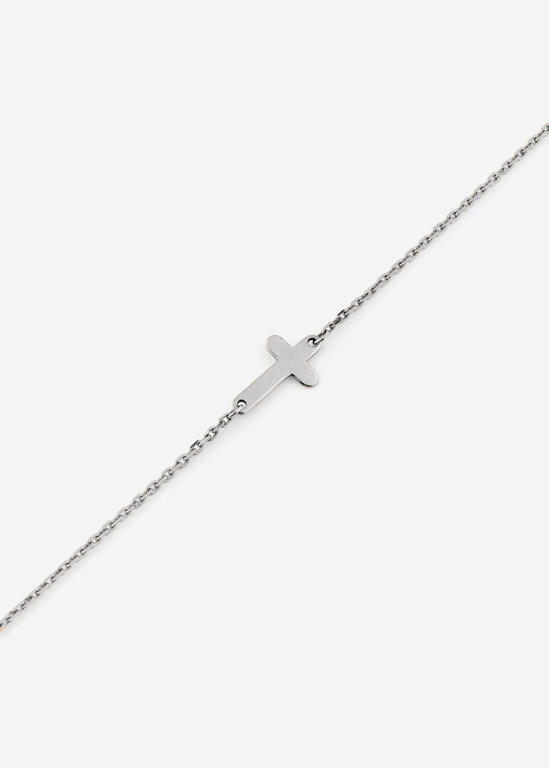rhodium-plated gold cross bracelet