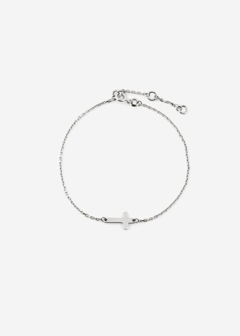 rhodium-plated gold cross bracelet