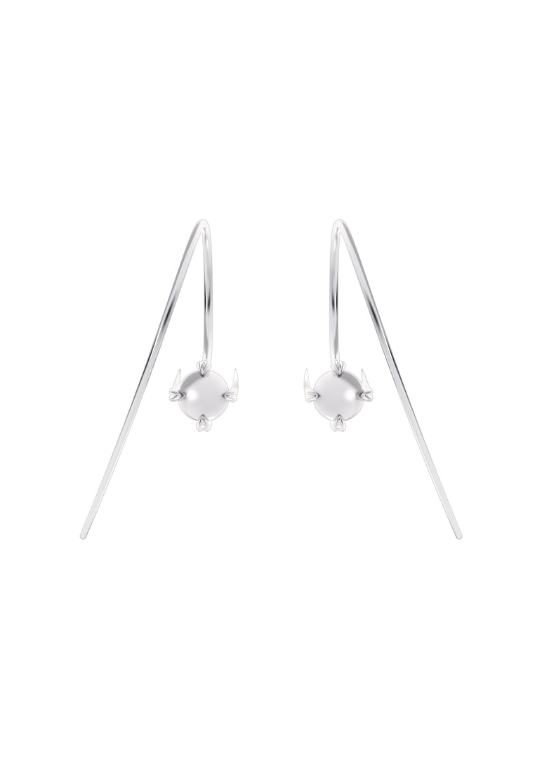 silver crystal earrings «Satellites»