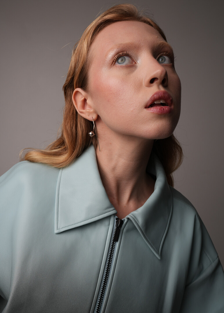 silver crystal earrings «Satellites»