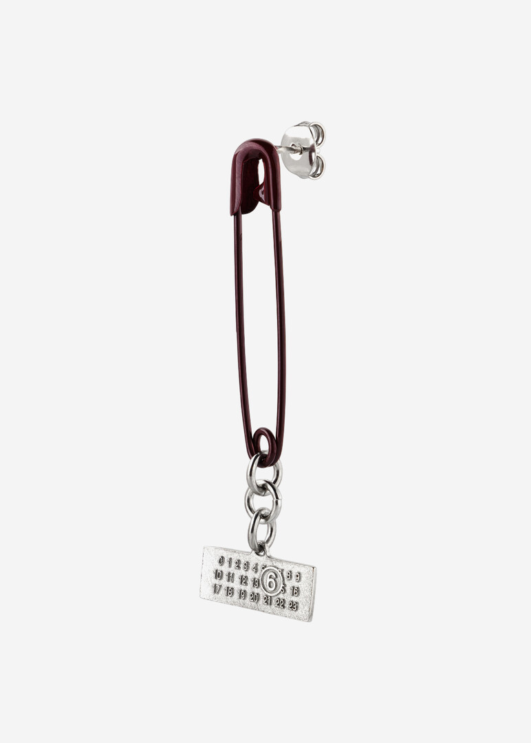 Красная моносерьга-булавка Safety Pin