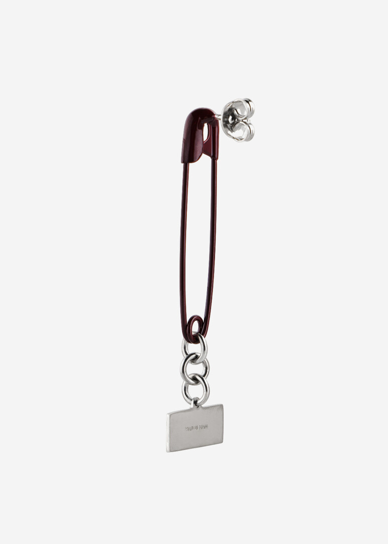 Красная моносерьга-булавка Safety Pin
