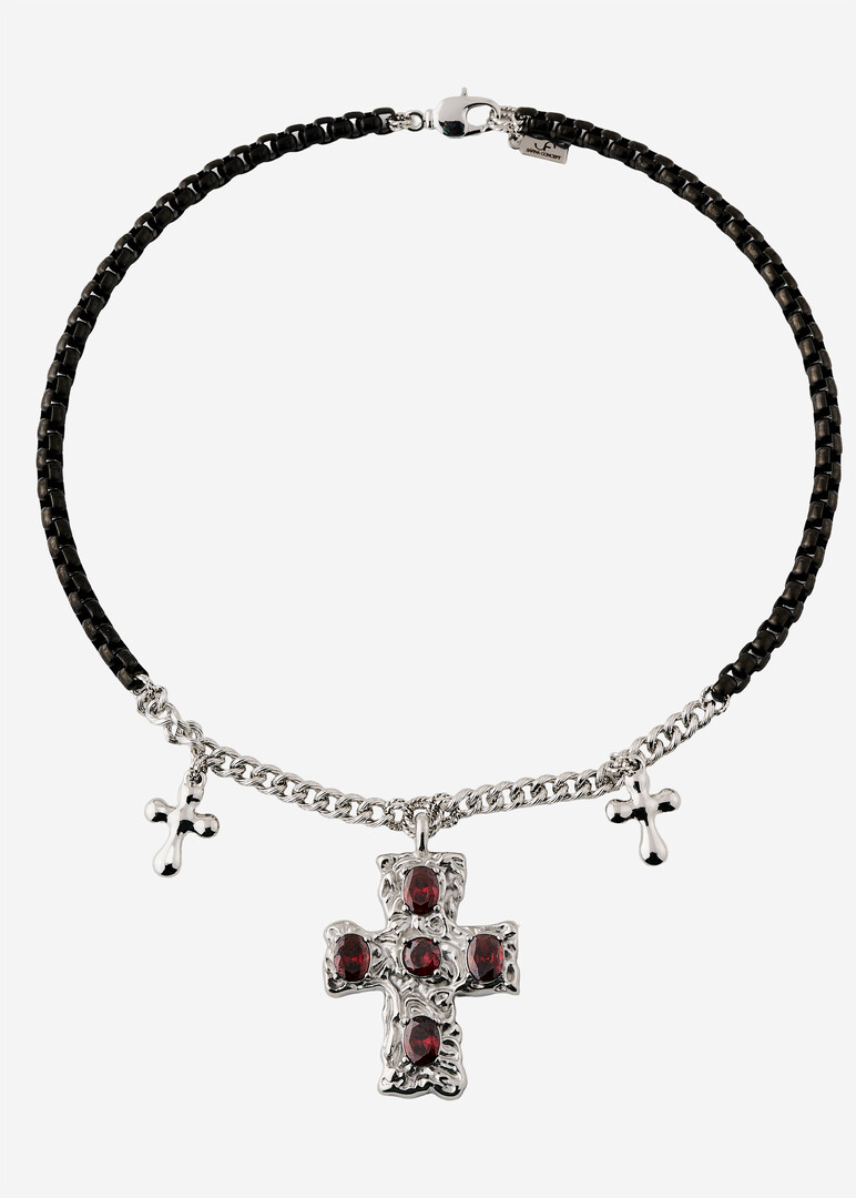 Серебристое колье Mary Red SL