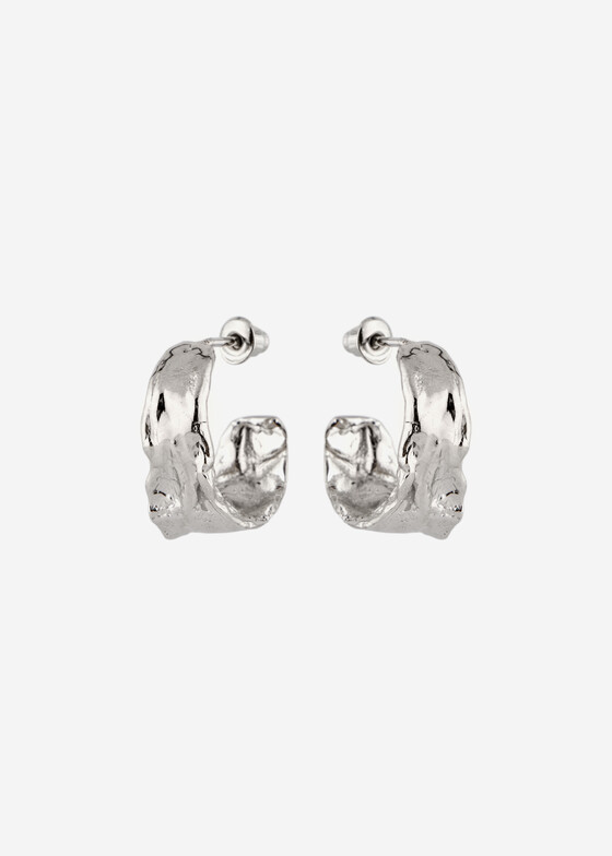 Серьги-кольца Ringstone Серебристые серьги-полукольца Fortune