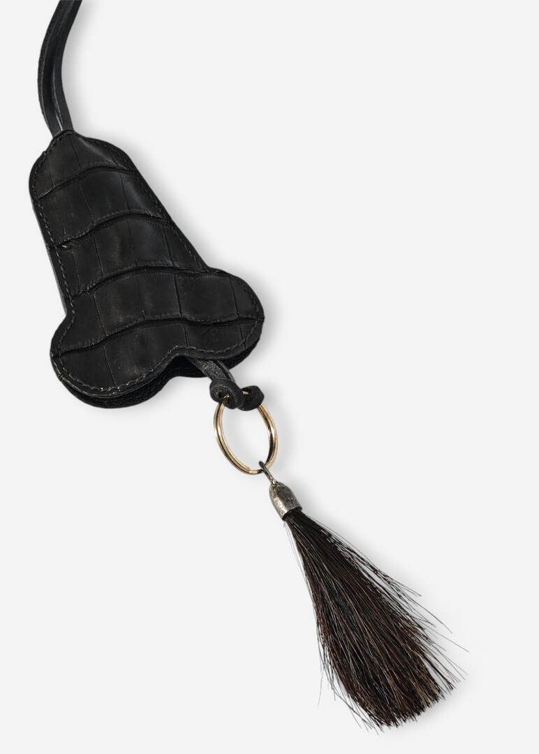 crocodile leather necklace/housekeeper with black horsehair