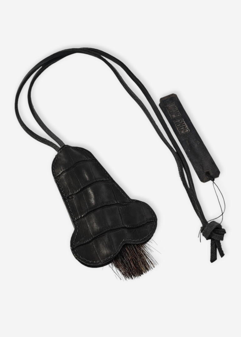 crocodile leather necklace/housekeeper with black horsehair