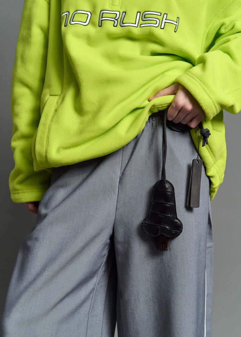 crocodile leather necklace/housekeeper with black horsehair