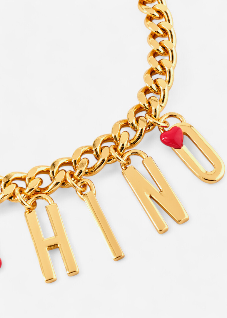 Chain necklace with logo pendants and hearts