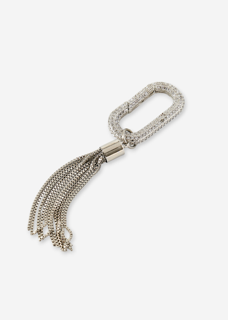 silver pendant on the silver bag pendant