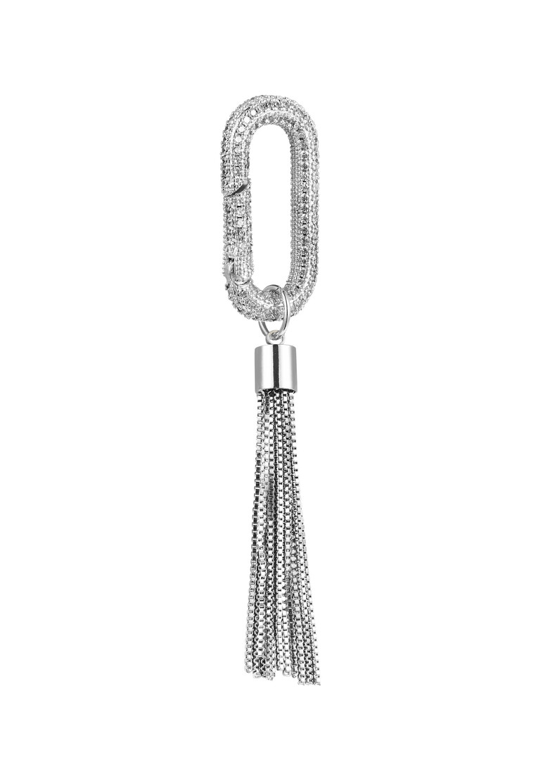 silver pendant on the silver bag pendant