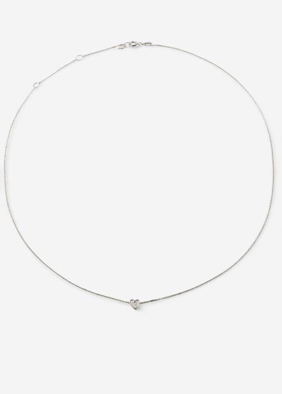 Колье-цепи УРА jewelry Подвеска из серебра с белым фианитом Сердце