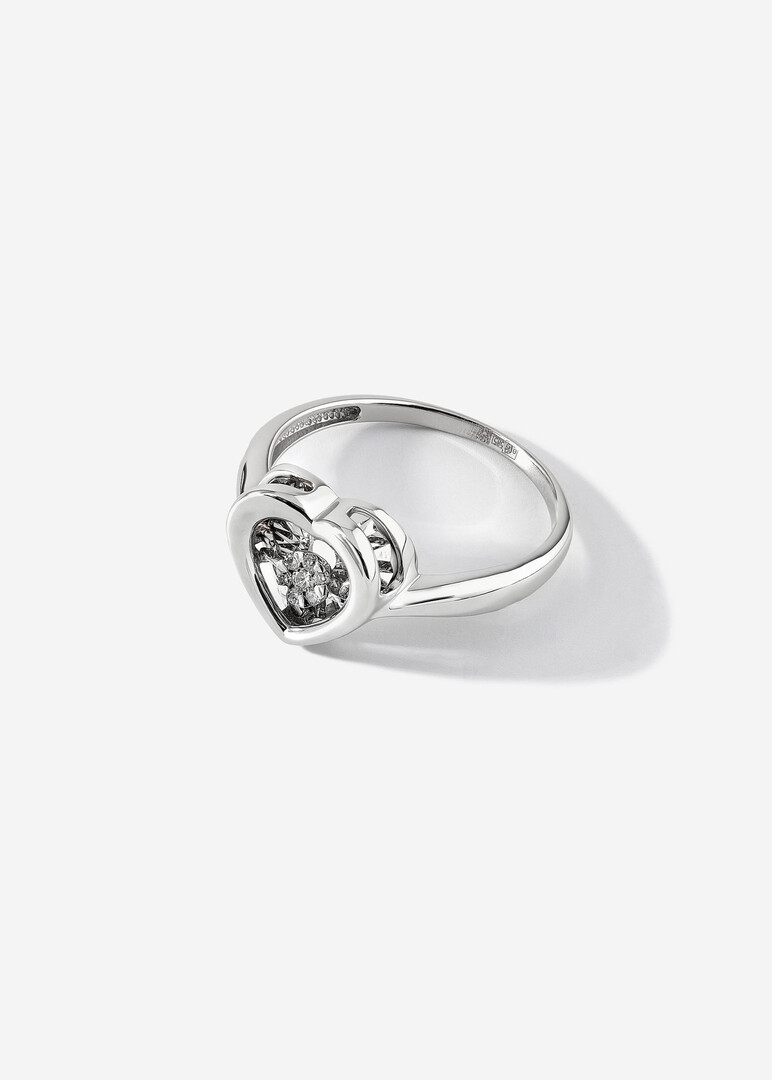 Gold ring with diamond heart