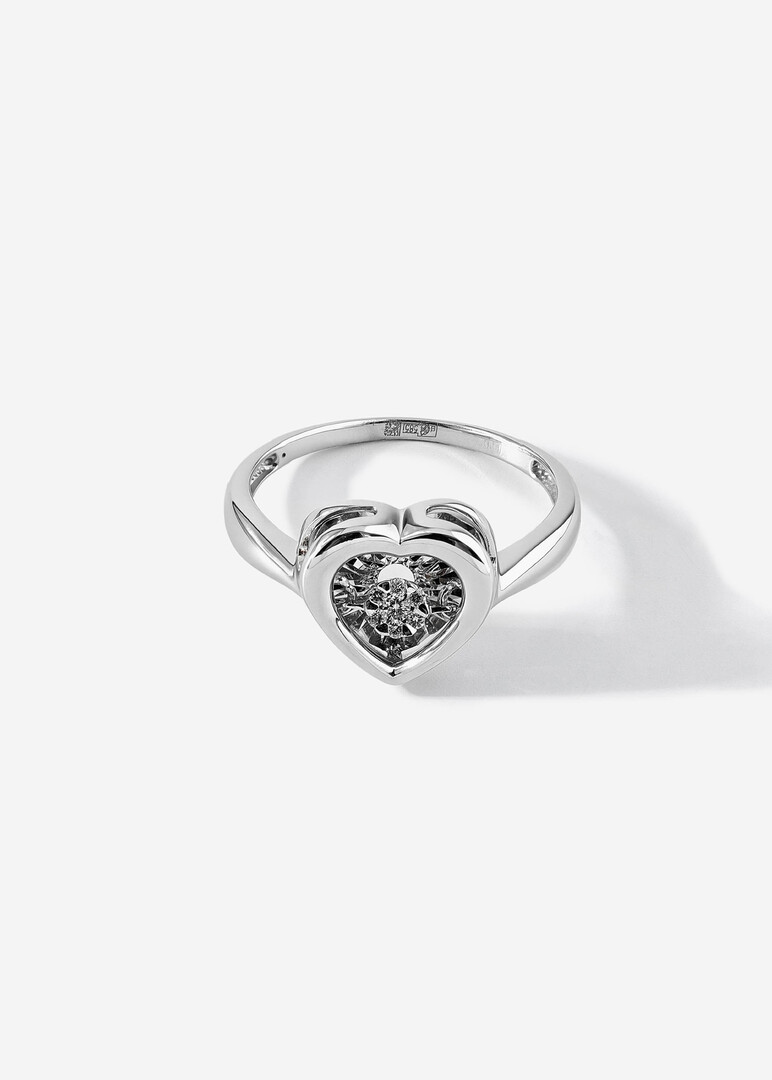 Gold ring with diamond heart