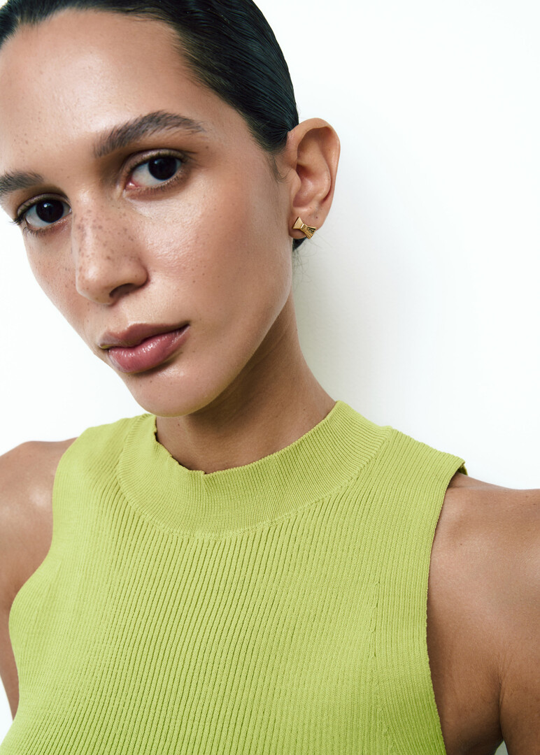 gold-plated silver bow mono-earring
