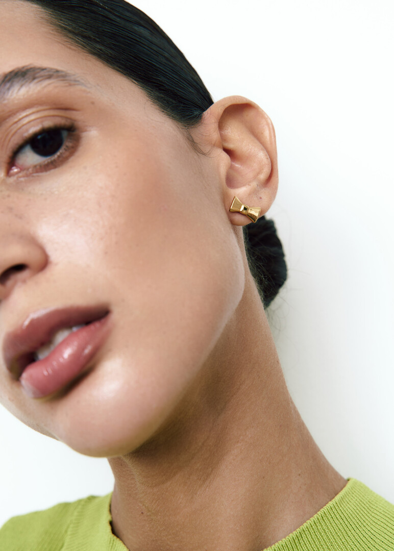 gold-plated silver bow mono-earring