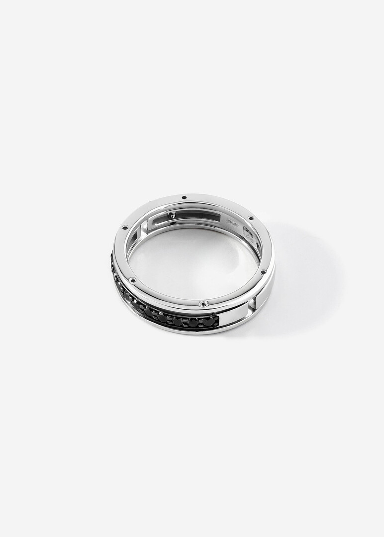 Gold ring with black diamonds
