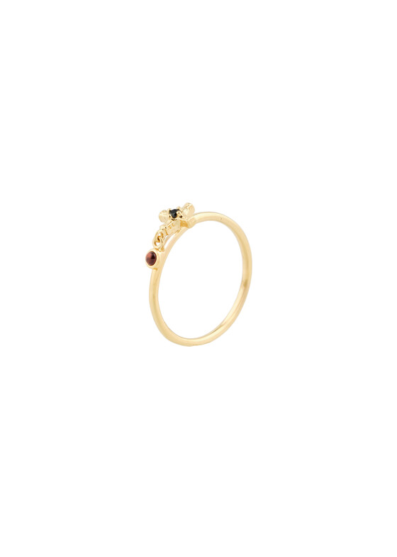 Тонкие кольца Wisteria Gems Позолоченное кольцо с шпинелью и гранатом