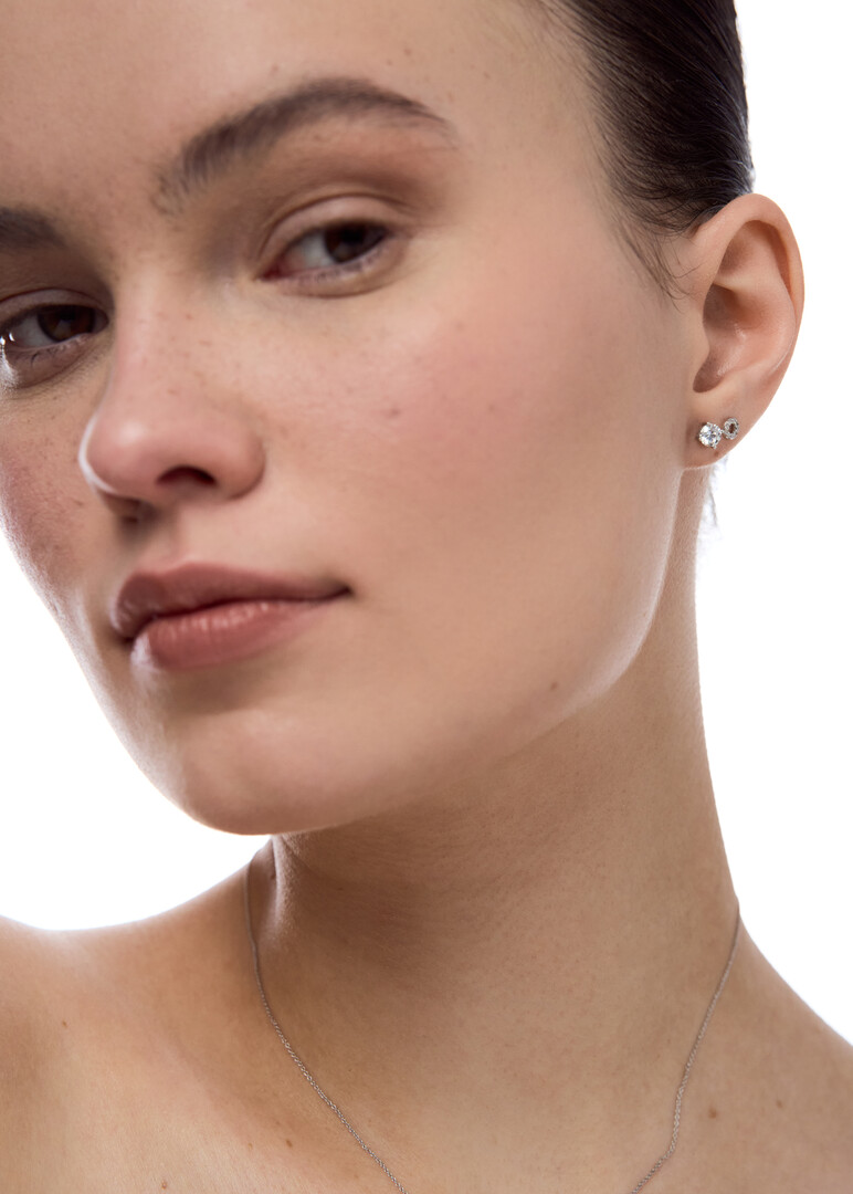 white gold earrings with cubic zirconia