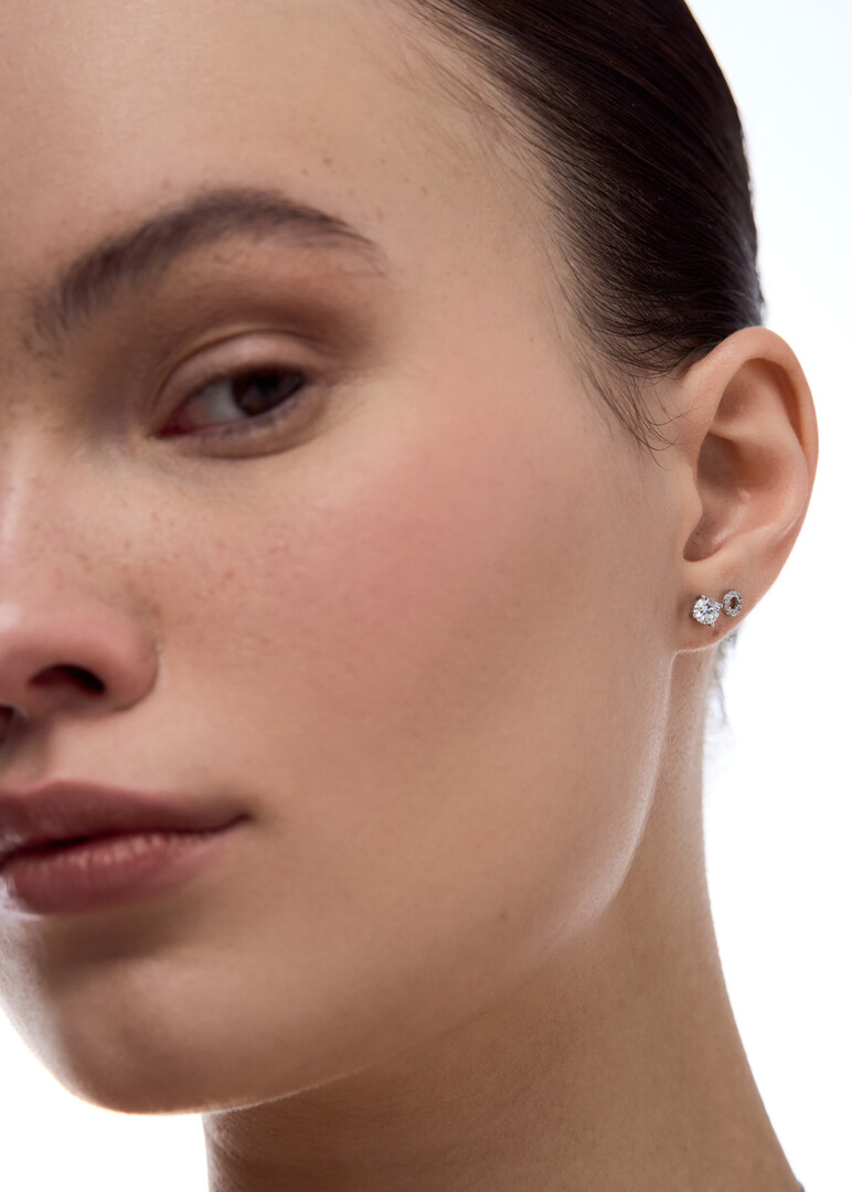 white gold earrings with cubic zirconia