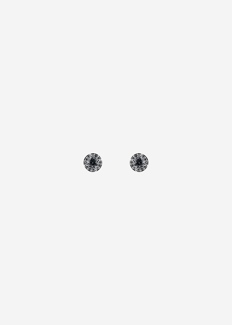 white gold push earrings with cubic zirconia