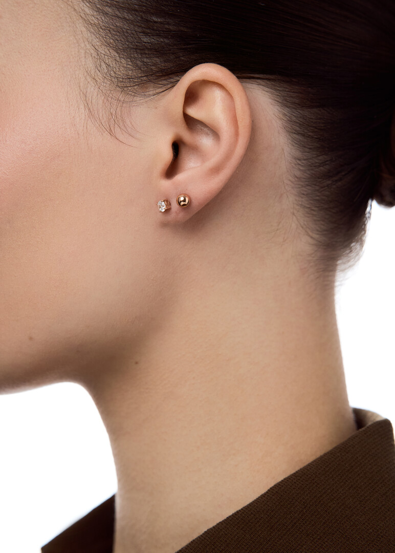 pink gold earrings with cubic zirconia