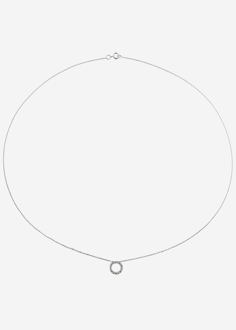 white gold pendant ring-shaped with cubic zirconia necklace