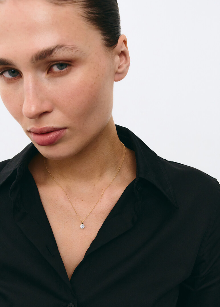 yellow and white gold pendant with cubic zirconia