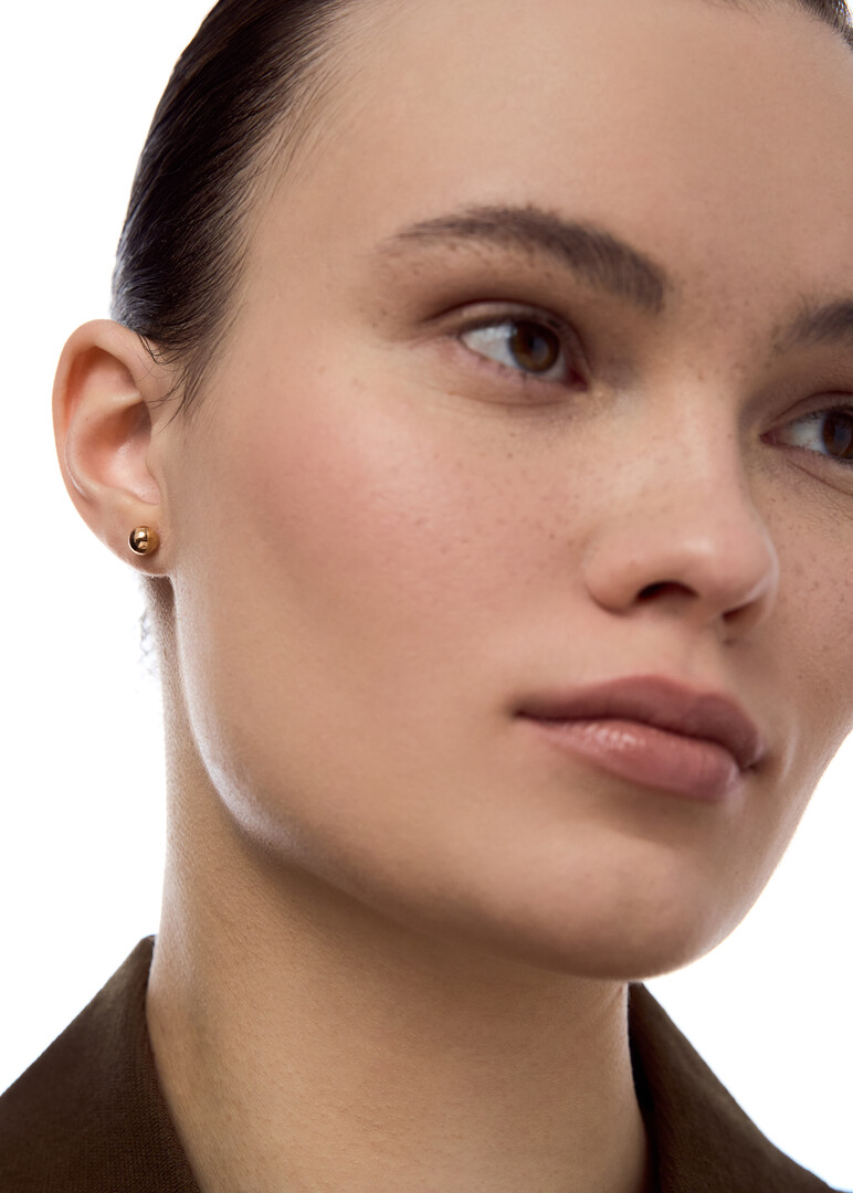 pink gold sphere earrings