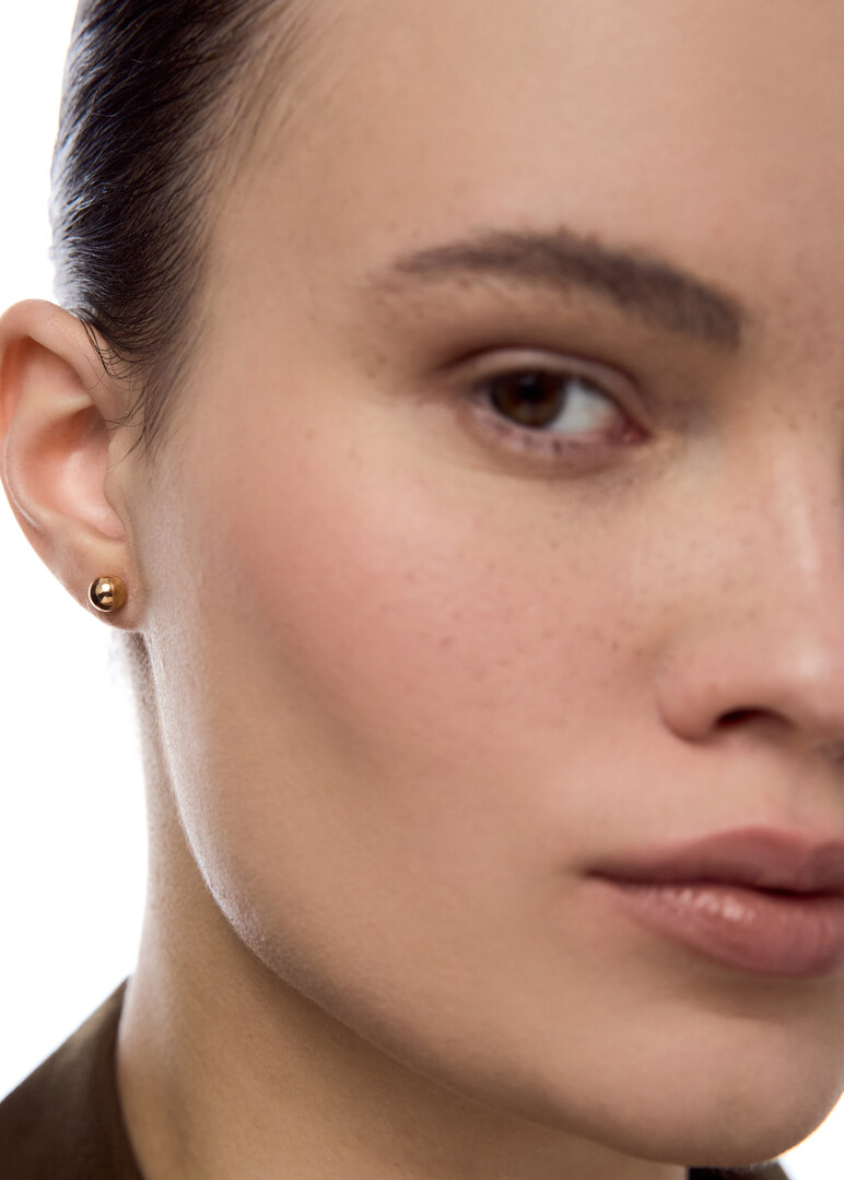 pink gold sphere earrings