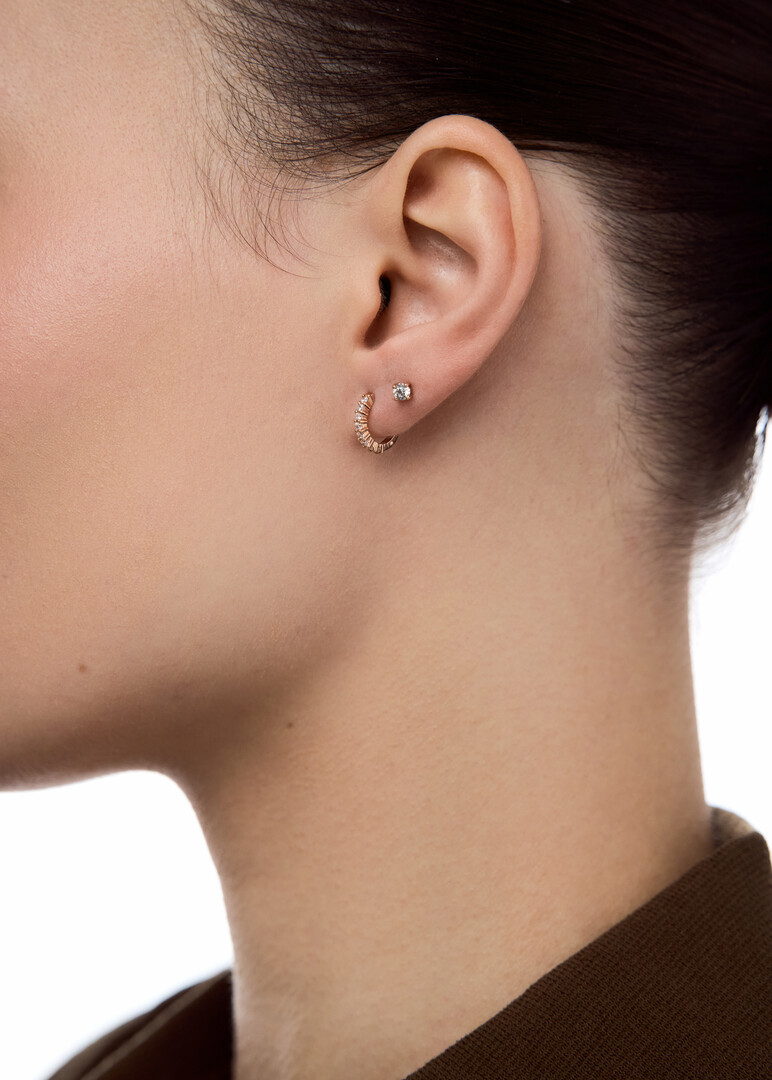 pink gold ring earrings with cubic zirconia
