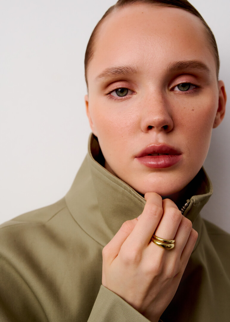 gold-plated silver double ring