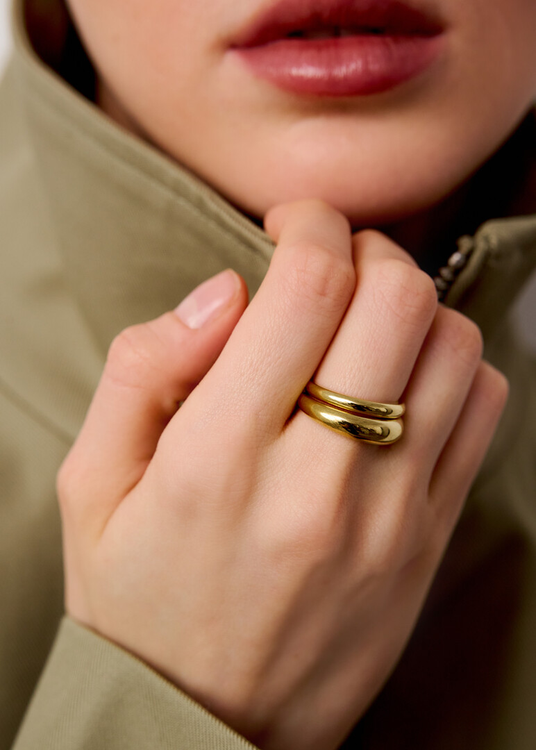 gold-plated silver double ring