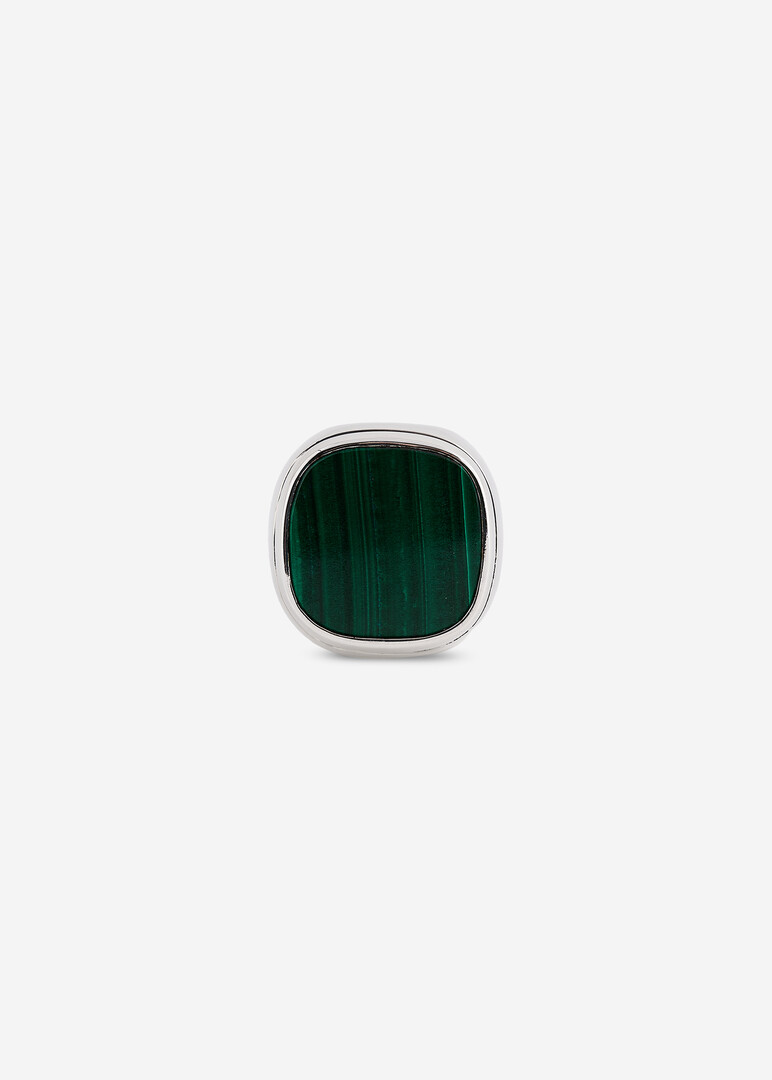 silver ring with malachite signet