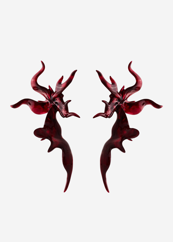 Акцентные серьги Whynoen Скульптурные серьги из смолы Burgundy Sculptural Flower
