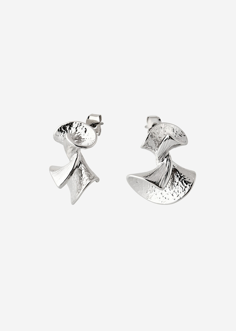 silver-tone ribbon earrings