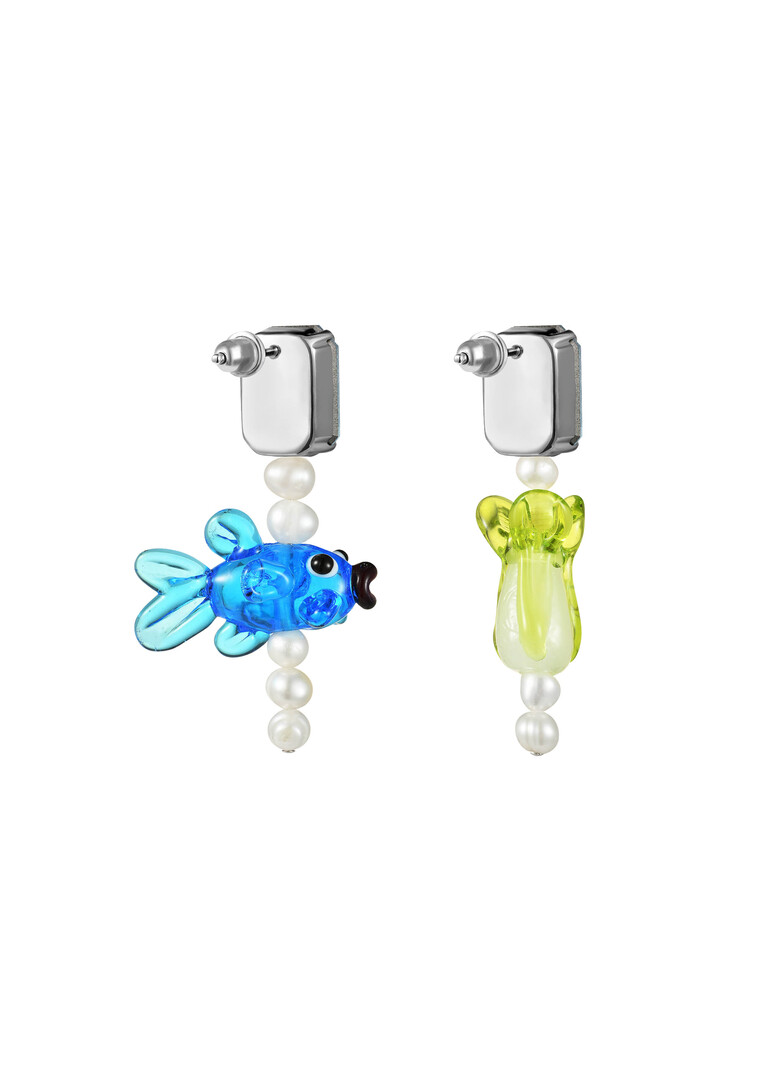 Earrings with crystals and beads lampwork, Crazy Day