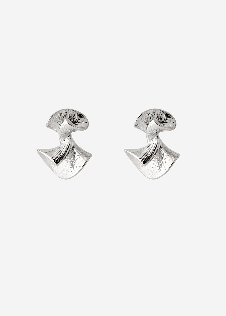 silver-tone ribbon earrings