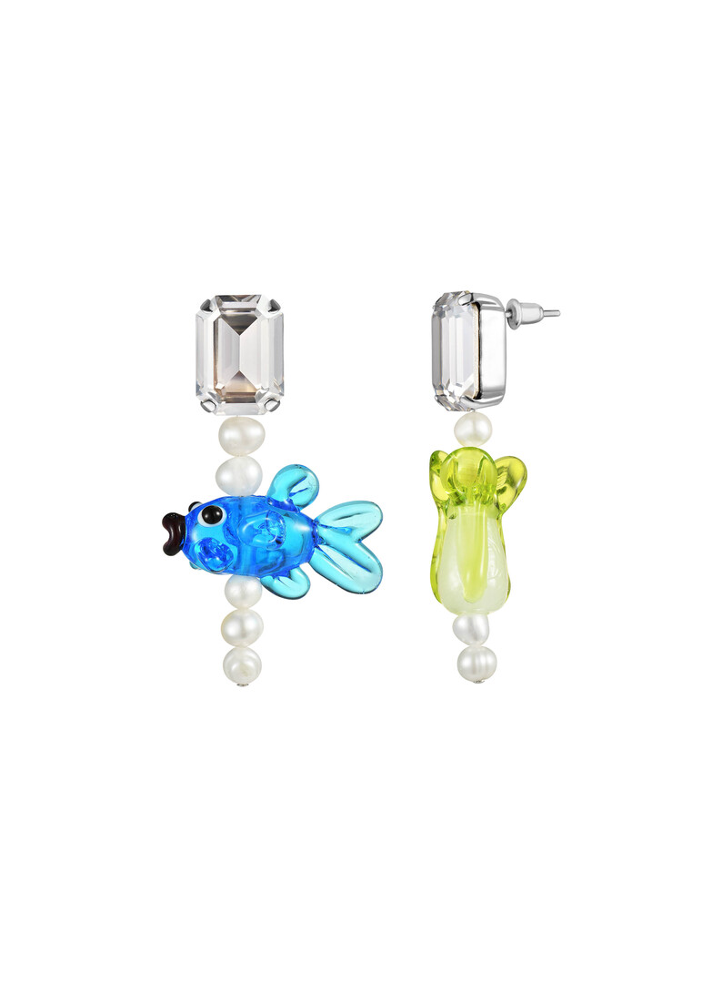 Earrings with crystals and beads lampwork, Crazy Day